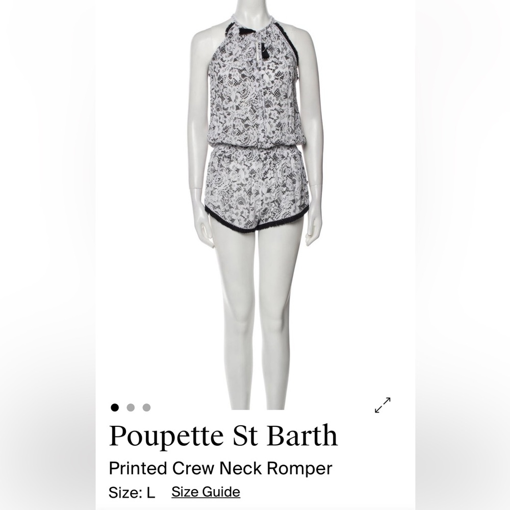 Poupette St. Barth Black & White Halter Romper
